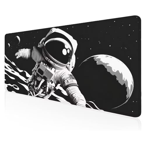 Mauspad XXXL schreibtischunterlage, Mauspad Gaming Schwarze und weiße Astronauten Mousepad groß, Multifunktionales Office Mousepad Laptop,Tisch-Schutz Unterlage, für Büro Dekor Geschenk 70x35 cm Z-58 von Duushuait