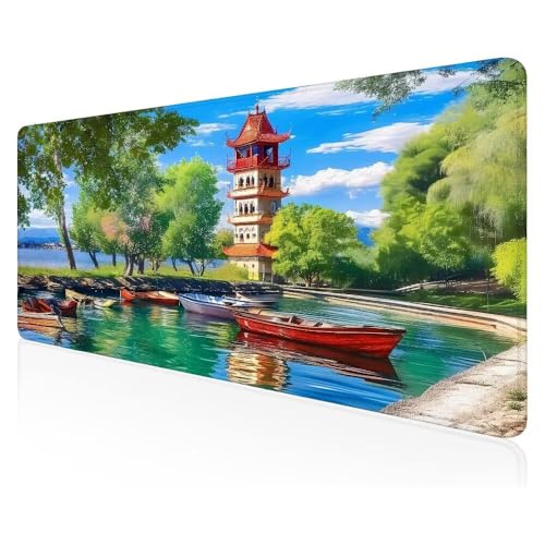 Mauspad XXXL schreibtischunterlage, Mauspad Gaming Turmboot Mousepad groß, Multifunktionales Office Mousepad Laptop,Tisch-Schutz Unterlage, für Büro/Home Dekor und Geschenk 70x35 cm Z-376 von Duushuait