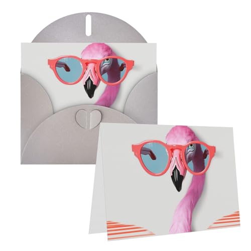 Dwrepo Grußkarten mit Flamingo-Aufdruck "Hello Glass", blanko, mit Umschlägen, Dankeskarten, Notizkarten für alle Anlässe von Dwrepo