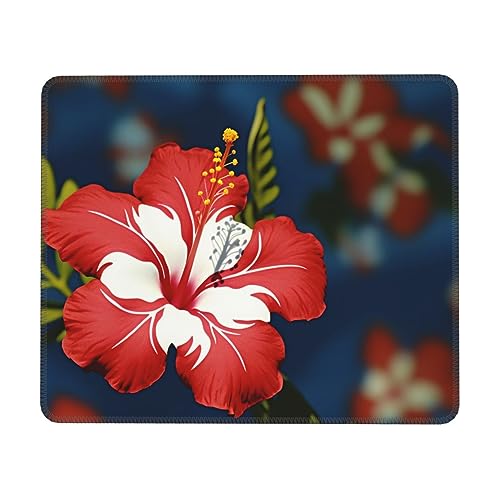 Mauspad mit Hawaii-Blume, wasserdicht, Gaming-Mauspad für Büro, Computer, Schreibtischunterlage mit rutschfester Gummiunterseite, waschbares Stoff-Mauspad, 21,1 x 26,2 cm von Dwrepo