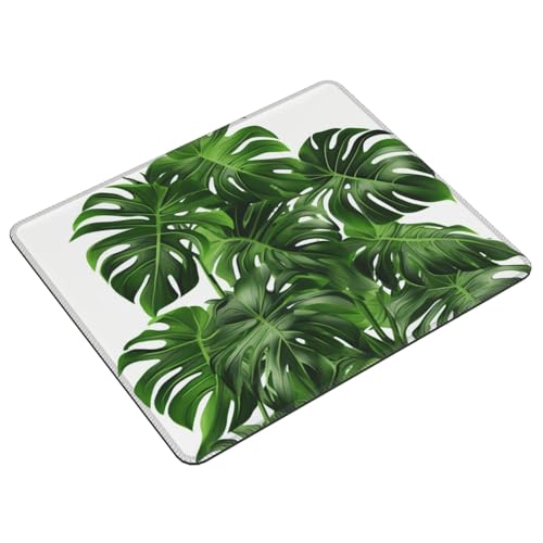 Monstera Deliciosa Bananenpalmen-Mauspad mit genähten Kanten, quadratisches Computer-Mauspad mit rutschfester Unterseite, Gaming-Mauspads, große Schreibtischunterlage, waschbare Tastaturunterlage für von Dwrepo