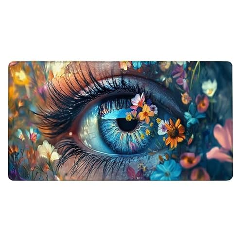 Auge Mousepad 500x250X0.3MM XXL Mauspad Blume Schreibtisch unterlage mit Vernähte Kanten - rutschfeste Gummibasis - Wasserdicht Mouse Pad für Desk Deko Aesthetic, Weihnachten Geschenke für Frauen von Dxoaoocc