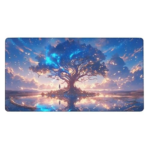 Baum Mousepad 800x400X0.3MM XXL Mauspad Fantasie Schreibtisch unterlage mit Vernähte Kanten - rutschfeste Gummibasis - Wasserdicht Mouse Pad für Desk Deko Aesthetic, Weihnachten Geschenke für Frauen von Dxoaoocc