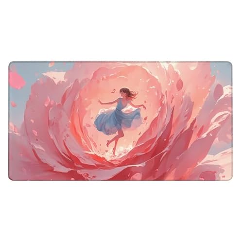 Blume Mousepad 800x400X0.3MM XXL Mauspad Mädchen Schreibtisch unterlage mit Vernähte Kanten - rutschfeste Gummibasis - Wasserdicht Mouse Pad für Desk Deko Aesthetic, Weihnachten Geschenke für Frauen von Dxoaoocc