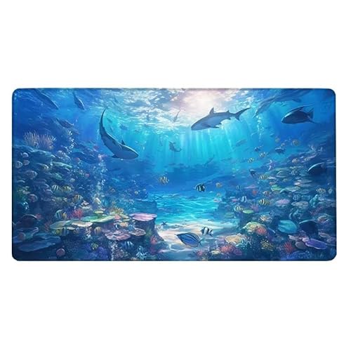 Delphin Mousepad 1000x500X0.3MM XXL Mauspad Koralle Schreibtisch unterlage mit Vernähte Kanten - rutschfeste Gummibasis - Wasserdicht Mouse Pad für Desk Deko Aesthetic, Weihnachten Geschenke von Dxoaoocc