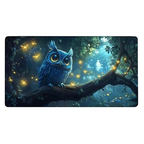 Eule Mousepad 1600x800X0.3MM XXL Mauspad Baum Schreibtisch unterlage mit Vernähte Kanten - rutschfeste Gummibasis - Wasserdicht Mouse Pad für Desk Deko Aesthetic, Weihnachten Geschenke für Frauen von Dxoaoocc