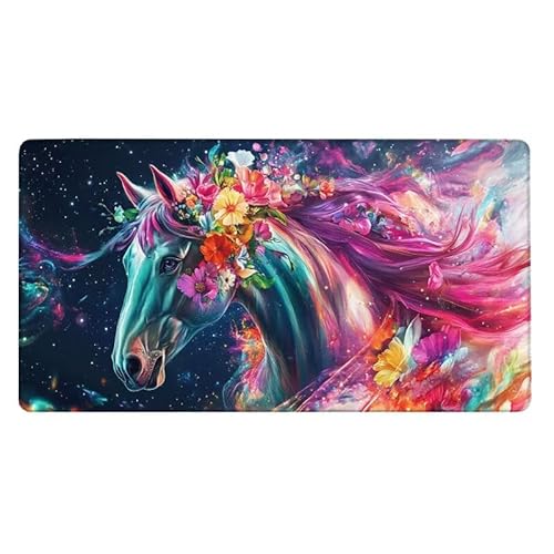 Farbe Mousepad 500x250X0.3MM XXL Mauspad Pferd Schreibtisch unterlage mit Vernähte Kanten - rutschfeste Gummibasis - Wasserdicht Mouse Pad für Desk Deko Aesthetic, Weihnachten Geschenke für Frauen von Dxoaoocc