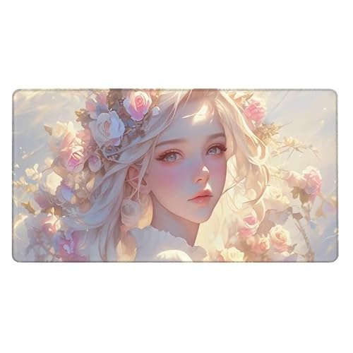 Gaming Mauspad, Mousepad Blume Mauspad Frau Schreibtischunterlage mit rutschfeste Gummibasis, Erweiterter Groß XXL Mousepad Gaming Computer Zubehör für Verbessert Präzision und Geschwindigkeit von Dxoaoocc