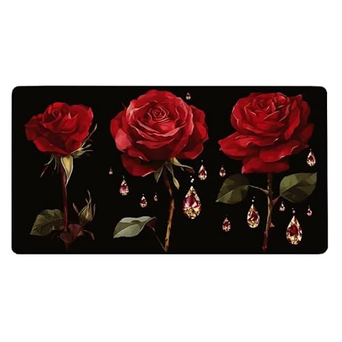 Gaming Mauspad, Mousepad Rose Mauspad Rot Schreibtischunterlage mit rutschfeste Gummibasis, Erweiterter Groß XXL Mousepad Gaming Computer Zubehör für Verbessert Präzision und Geschwindigkeit von Dxoaoocc