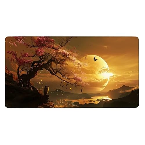 Gaming Mauspad, Mousepad Sonnenuntergang Mauspad Landschaft Schreibtischunterlage mit rutschfeste Gummibasis, Erweiterter Groß XXL Mousepad Gaming Zubehör für Verbessert Präzision und Geschwindigkeit von Dxoaoocc