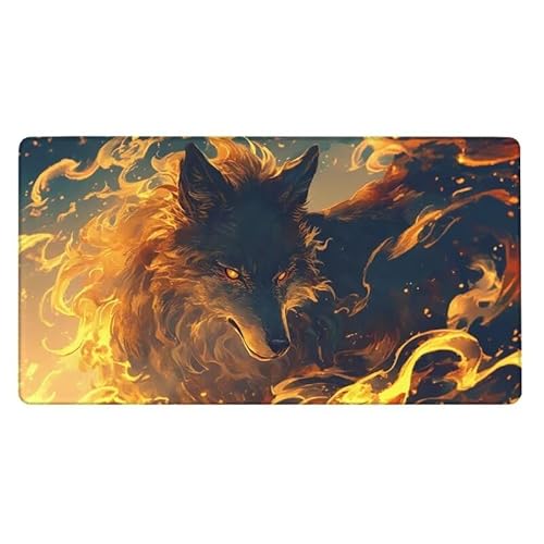 Gaming Mauspad, Mousepad Wolf Mauspad Fantasie Schreibtischunterlage mit rutschfeste Gummibasis, Erweiterter Groß XXL Mousepad Gaming Computer Zubehör für Verbessert Präzision und Geschwindigkeit von Dxoaoocc