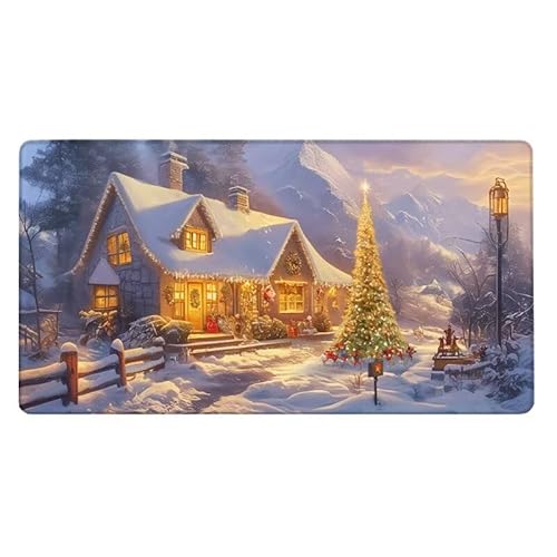 Kabine Mousepad 600x300X0.3MM XXL Mauspad Weihnachtsbaum Schreibtisch unterlage mit Vernähte Kanten - rutschfeste Gummibasis - Wasserdicht Mouse Pad für Desk Deko Aesthetic, Geschenke für Frauen von Dxoaoocc