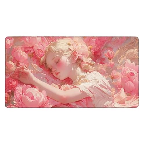 Mädchen Mousepad 800x300X0.3MM XXL Mauspad Blume Schreibtisch unterlage mit Vernähte Kanten - rutschfeste Gummibasis - Wasserdicht Mouse Pad für Desk Deko Aesthetic, Weihnachten Geschenke für Frauen von Dxoaoocc