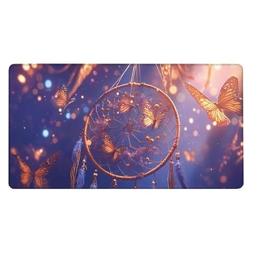 Schmetterling Mousepad 900x400X0.3MM XXL Mauspad Traumfänger Schreibtisch unterlage mit Vernähte Kanten - rutschfeste Gummibasis - Wasserdicht Mouse Pad für Desk Deko Aesthetic, Geschenke für Frauen von Dxoaoocc