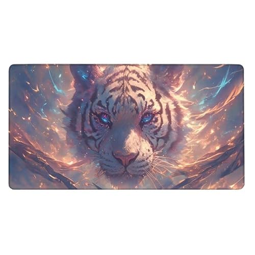 Schreibtischunterlage Fantasie Mauspad Tiger Mousepad XXL 1200x600X0.3MM, Mouse Pad Wasserdicht Anti-Rutsch mit Vernähte Kanten, Erweiterter Schreibtisch Unterlage für Tastatur und Maus, Office Deko von Dxoaoocc