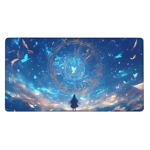 Schreibtischunterlage Fantasie Mauspad Uhr Mousepad XXL 1600x800X0.3MM, Mouse Pad Wasserdicht Anti-Rutsch mit Vernähte Kanten, Erweiterter Schreibtisch Unterlage für Tastatur und Maus, Office Deko von Dxoaoocc