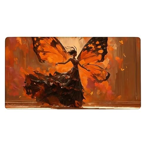 Schreibtischunterlage Schmetterling Mauspad Frau Mousepad 1600x800X0.3MM, Mouse Pad Wasserdicht Anti-Rutsch mit Vernähte Kanten, Erweiterter Schreibtisch Unterlage für Tastatur und Maus, Office Deko von Dxoaoocc