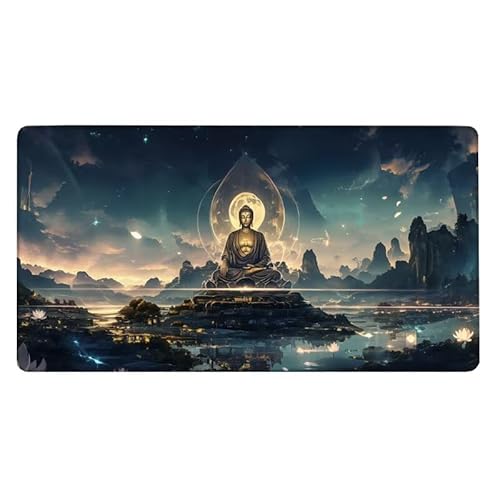 Schreibtischunterlage Zen Mauspad Gebirge Mousepad XXL 600x300X0.3MM, Mouse Pad Wasserdicht Anti-Rutsch mit Vernähte Kanten, Erweiterter Schreibtisch Unterlage für Tastatur und Maus, Office Deko von Dxoaoocc