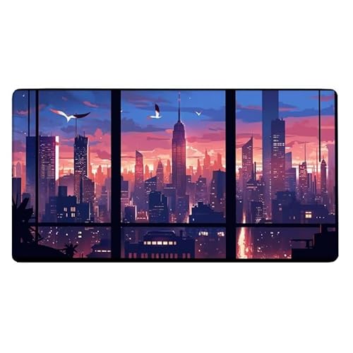 Stadt Mousepad 600x300X0.3MM XXL Mauspad Landschaft Schreibtisch unterlage mit Vernähte Kanten - rutschfeste Gummibasis - Wasserdicht Mouse Pad für Desk Deko Aesthetic, Weihnachten Geschenke von Dxoaoocc