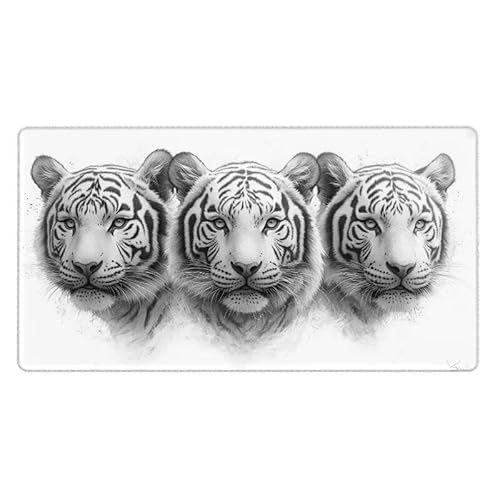 Tiger Mousepad 600x300X0.3MM XXL Mauspad Kunst Schreibtisch unterlage mit Vernähte Kanten - rutschfeste Gummibasis - Wasserdicht Mouse Pad für Desk Deko Aesthetic, Weihnachten Geschenke für Frauen von Dxoaoocc