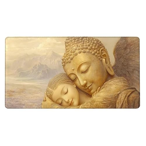 Zen Mousepad 600x300X0.3MM XXL Mauspad Glauben Schreibtisch unterlage mit Vernähte Kanten - rutschfeste Gummibasis - Wasserdicht Mouse Pad für Desk Deko Aesthetic, Weihnachten Geschenke für Frauen von Dxoaoocc