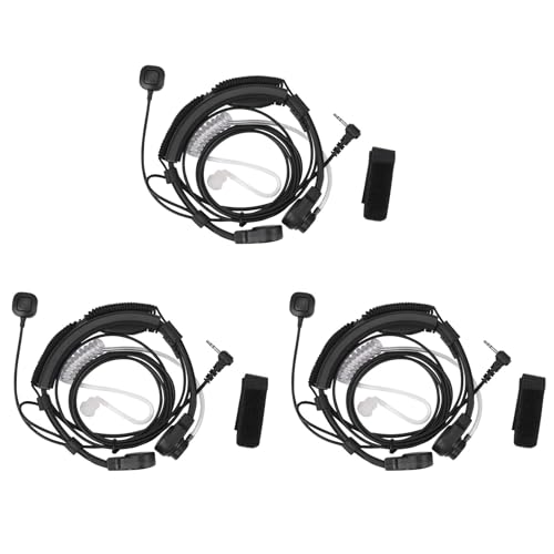 Dxoniislh 3Stück 2.5mm Kehlkopfmikrofon Ohrhoerer Headset Mic PTT Fuer Walkie Talkie Radio TLKR T5 T80 T60 T6 T8 Talkabout MR350R T6500 von Dxoniislh