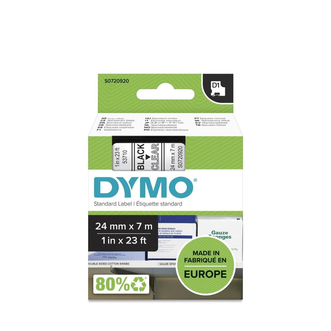 DYMO® Original D1-Schriftband für LabelManager™ 24mm x 7m - schwarz auf trans... von Dymo