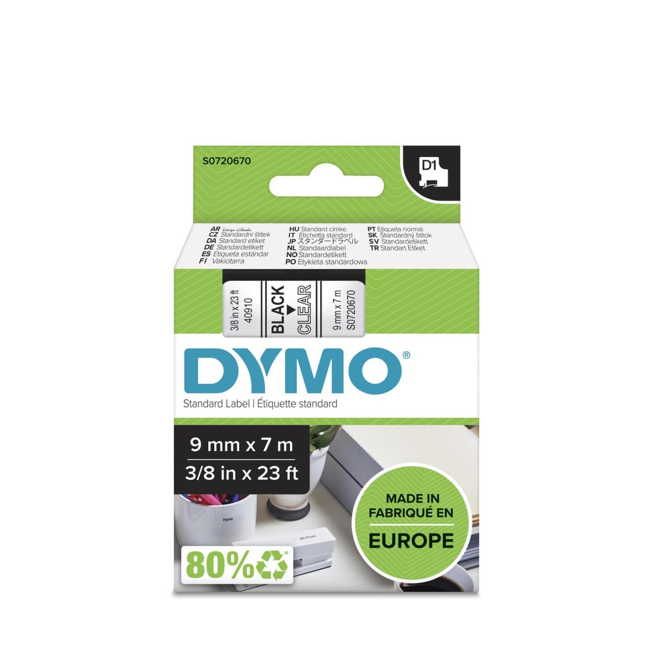 DYMO® Original D1-Schriftband für LabelManager™ 9mm x 7m - schwarz auf transp... von Dymo