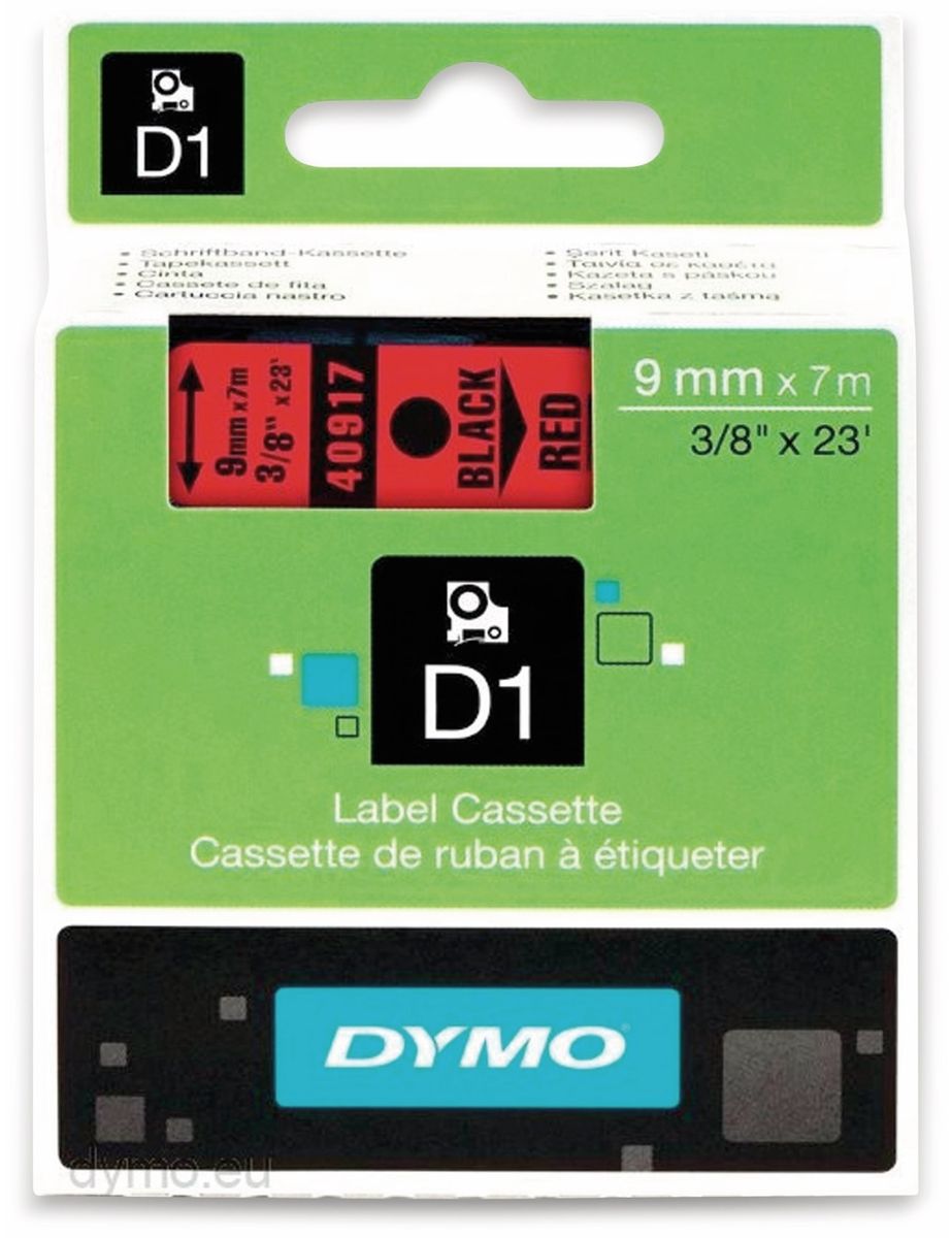 DYMO Beschriftungsband D1 für LabelManager, schwarz auf rot, Standard, 9 mm von Dymo