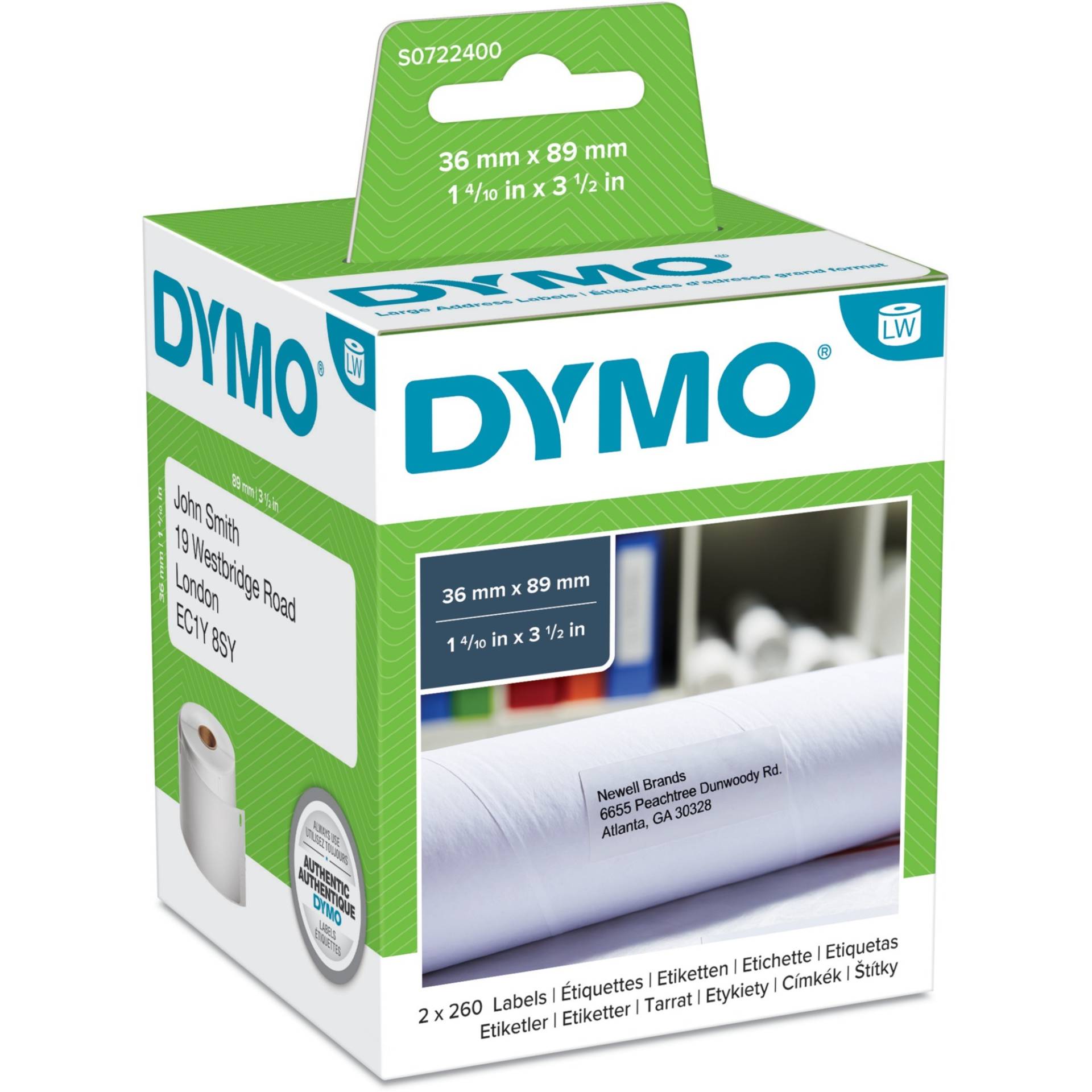 LabelWriter ORIGINAL Adressetiketten 36x89mm, 1 Rolle mit 260 Etiketten von Dymo
