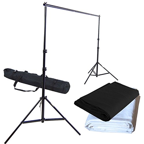 Hintergrundsystem Fotostudio Aluminium DynaSun FS901 + 2X Stoff Hintergrund 3x6mt Weiss und Schwarz von DynaSun