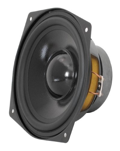 Dynavox 165mm Basslautsprecher 4 Ohm, kompaktes Bass-Chassis mit Gummi-Sicke für Selbst-Einbau in Boxen-Gehäuse, für Mittel-und Tieftonwiedergabe, Schwarz, 204206 von Dynavox