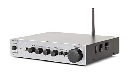 Dynavox ESA-18 MK BT, kompakter Stereo-Verstärker, schraubbare Anschluss-Terminals für Lautsprecher, integrierte BT-Antenne und Mikrofon-Eingang, Silber Dynavox ESA-18 MK BT, kompakter Stereo-Verstärker, schraubbare Anschluss-Terminals für Lautsprecher, integrierte BT-Antenne und Mikrofon-Eingang, Silber von Dynavox