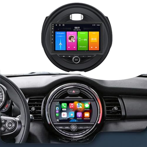 Android Autoradio mit GPS-Navigation, Phone Mirrorlink, FM-RDS-Radio, Carplay,Stereo Audio Auto Radio Ersatz für BMW Mini Cooper R56 F55 F56 F57 John Cooper Works/One First/One D/Cooper SD 2013-2017 von Dynavsal