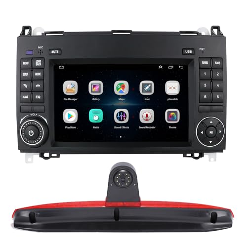 CarPlay Android Autoradio 7 Zoll Bildschirm + Einparkhilfe HD Bremsleuchte Rückfahrkamera Ersatz für Mercedes Benz Vito Mixto W639/Mercedes Benz Vito 639 Bj 2019 W447 109 111 114 BLUETEC LWB 2 Door von Dynavsal