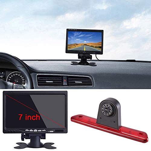 Rückfahrkamera Transporter + 7 Zoll TFT LCD Bildschirm Auto Monitor, Bremsleuchte Auto Dach Rückfahrkamera Set für Citroen Jumpy/Peugeot Expert/Proace van 3 Transporter 2007-2016 von Dynavsal