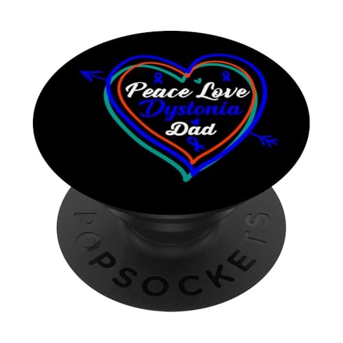 Dystonia Awareness Peace Love Blue Ribbon Unterstützung für Papa und Vater PopSockets Klebender PopGrip von Dystonia Awareness Products (Lwaka)