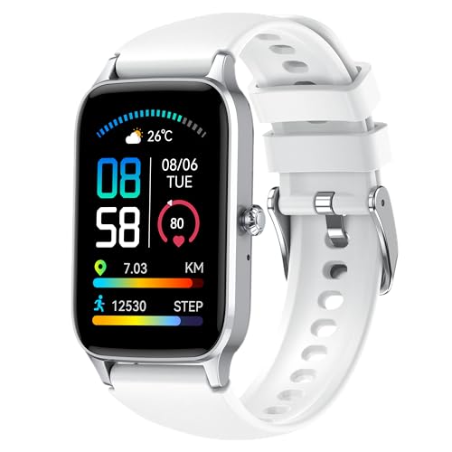 Smartwatch Herren Damen, 1,57" HD Fitnessuhr mit Telefonfunktion, FitnessTracker 110+ Sportmodi, Sportuhr mit SpO2, Herzfrequenz Schlafmonitor Schrittzähler, IP68 Wasserdicht Weiß von Dyurwa