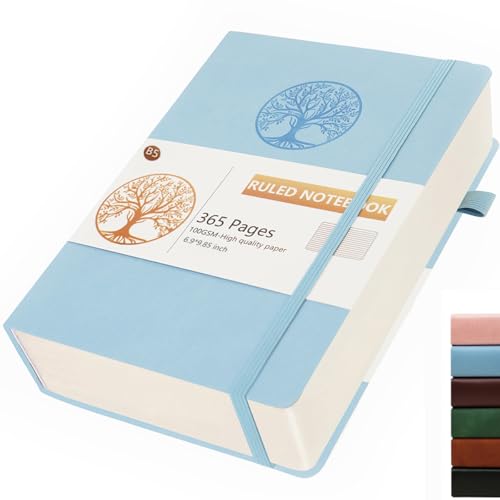 Dzhzal Liniertes Notizbuch mit Baummotiv, B5 365 Seiten College-Lineatur 100 gsm, Dicke Notizbücher zum Schreiben, Hardcover Leder Tagebuch für Frauen und Männer für Arbeit, Business, Schule von Dzhzal