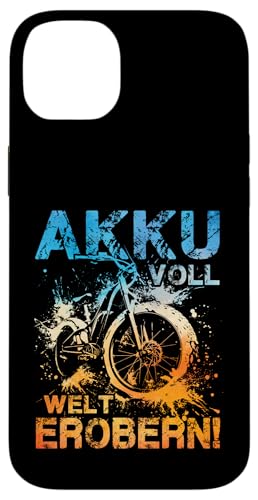 Akku Voll Welt Erobern Mountainbiking Radsport E-Biker Hülle für iPhone 14 Plus von E-Bike E-Fahrrad Radsport Radreise Radler Design