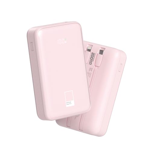 EARMAC PTPB-06 Power Bank 20000 mAh mit integriertem Kabel 3-in-1 Schnellladung 22,5 W Rosa von EARMAC