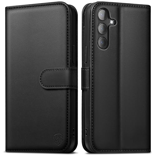 EASDNB Handyhülle für Samsung Galaxy A16 5G Hülle Wallet Premium Leder Klappbar für Samsung A16 4G Flip Case Magnet Kartenfach Standfunktion Tasche Schutzhülle für Galaxy A16 (Schwarz) von EASDNB