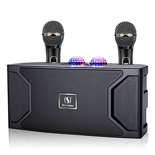 Tragbare Karaoke Maschine für Erwachsene Kinder, wiederaufladbare Bluetooth Karaoke anlage mit 2 mikrofonen PA-Lautsprecher Karaoke Set System für Xmas Party Geburtstag von EASJOY
