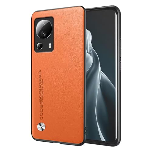 EASSGU Hülle für Xiaomi MI 13 Lite (6.55" Inches) Handyhülle im Business Stil mit PU Lederrückseite - Orange von EASSGU