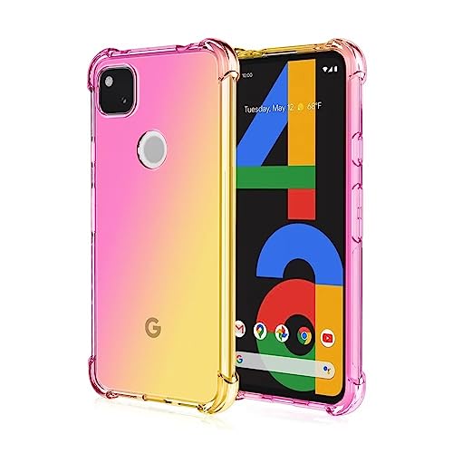 EASSGU TPU Silikon Handyhülle für Google Pixel 4a (4G) (5.81" Inches), Durchsichtig Farbverlauf Case, Anti Drop und Anti Scratch Schutzhülle - Rosa Gold von EASSGU