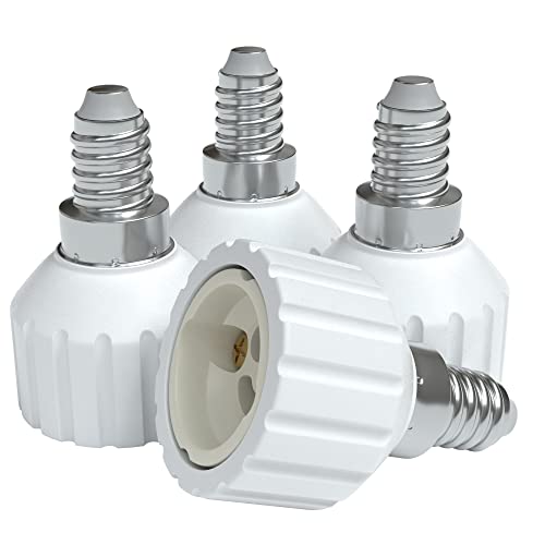 EAZY CASE 4X Lampensockel Adapter - Konverter für E14 Fassung auf GU10 Lampenadapter für LED-/Halogen- und Energiesparlampen Sockeladapter, Weiß von EAZY CASE