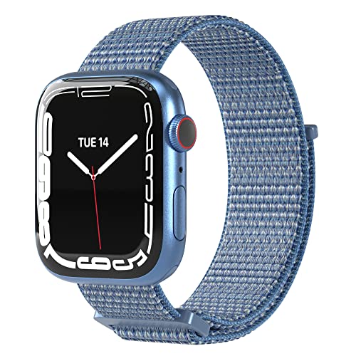 EAZY CASE Armband kompatibel mit Apple Watch 38mm 40mm 41mm 42mm verstellbares Ersatzarmband aus Nylon Sport Loop kompatibel mit Apple Watch Serie 9 8 7 6 5 4 3 2 1 SE für Damen und Herren Hell Blau von EAZY CASE