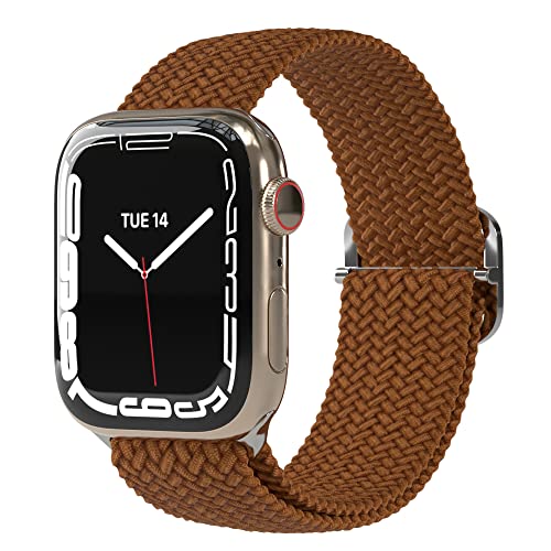 EAZY CASE Armband kompatibel mit Apple Watch 42 mm 41mm 40mm 38mm verstellbares Ersatzarmband aus Stoff, Solo Loop kompatibel mit Apple Watch Serie 10 9 8 7 6 5 4 3 2 1 SE für Damen und Herren Braun von EAZY CASE