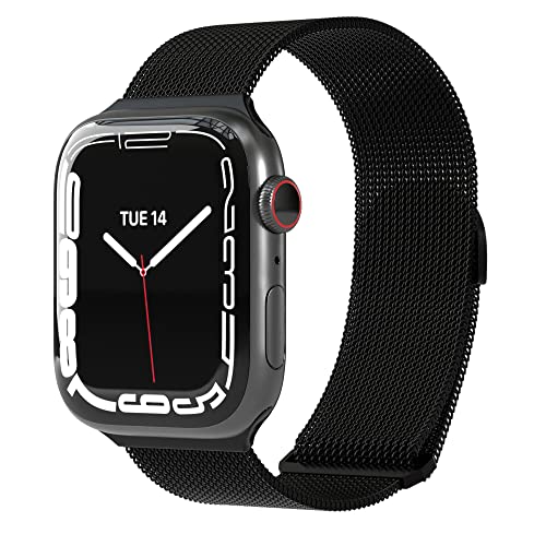 EAZY CASE Armband kompatibel mit Apple Watch 42 mm 41mm 40mm 38mm verstellbares Mesh Ersatzarmband aus Metall kompatibel mit Apple Watch Serie 10 9 8 7 6 5 4 3 2 1 SE für Damen und Herren, Schwarz von EAZY CASE