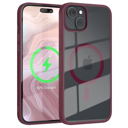 EAZY CASE Crystal TPU Hülle kompatibel mit iPhone 15 Plus kompatibel mit Qi-Charging, Silikon mit Kameraschutz, Slimcover, Handyhülle, Silikonhülle, Backcover, Durchsichtig, Transparent/Beere von EAZY CASE